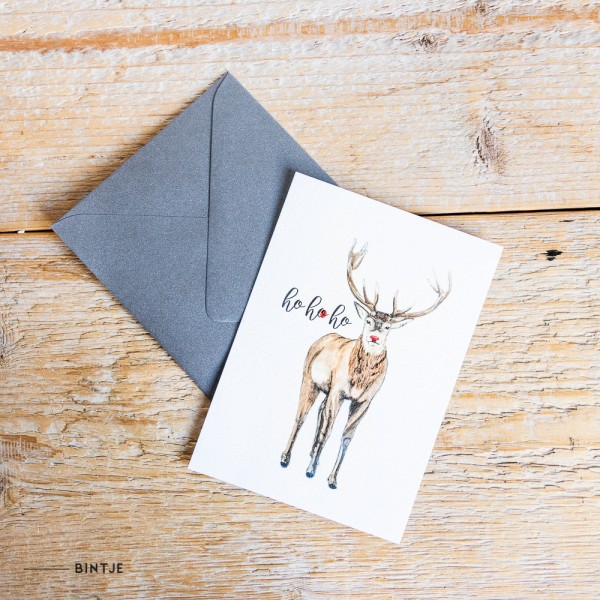 Ansichtkaart Kerst Rudolph met envelop - 10 stuks Ansichtkaart Kerst Rudolph met envelop - 10 stuks